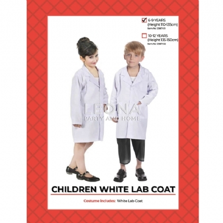 CHILDREN WHITE LAB COAT COSTUME - children white lab coat costume - 1    - Leona Party and Home