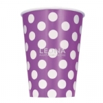 Dots Pretty Purple 6 x 355ml (12oz) Paper Cups - dots pretty purple 6 x 355ml 12oz paper cups - 1    - Leona Party and Home