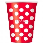 Dots Ruby Red 6 x 355ml (12oz) Paper Cups - dots ruby red 6 x 355ml 12oz paper cups - 1    - Leona Party and Home