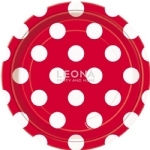 Dots Ruby Red 8 x 18cm Paper Plates - dots ruby red 8 x 18cm paper plates - 1    - Leona Party and Home